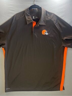 NFL Cleveland Brown Polo with Orange Accents and Helmet Logo